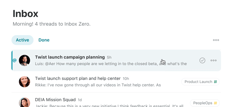 Twist chat inbox